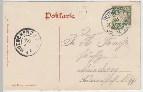 (11194) AK Rothenburg a.T., Blick nach rathaus u. Post 1906