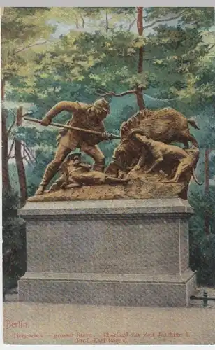 (11176) AK Berklin, Statue Eberjagd im Tiergarten 1906