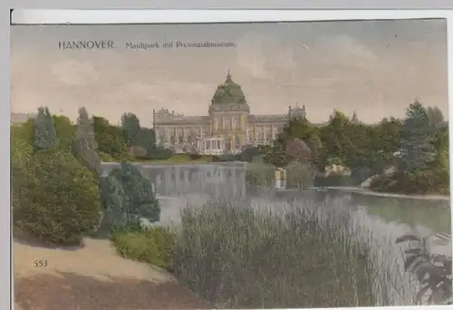 (11158) AK Hannover, Maschpark m. Provinzialmuseum 1915