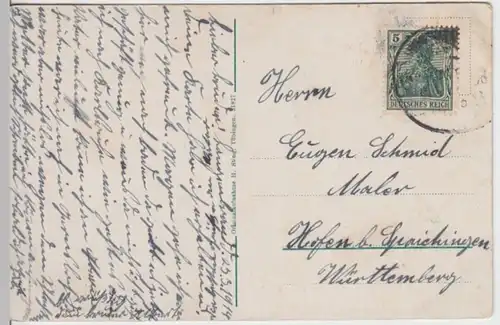 (11107) AK Gernsbach, Partie an der Murg 1914