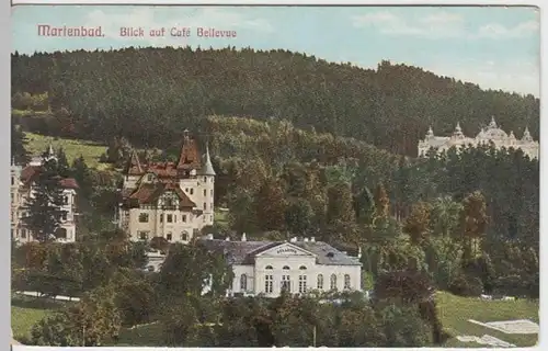 (11080) AK Marienbad, Blick a. Café Bellevue 1910
