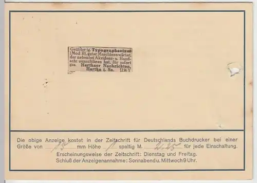 (10995) Postkarte DR 1926 v. Zeitschrift f. Deutschlands Buchdrucker Berlin