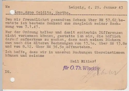 (10983) Postkarte DR 1943 v. O.Th. Winckler Leipzig