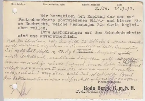 (10979) Postkarte DR 1932 v. Bodo Bergk G.m.b.H. Leipzig