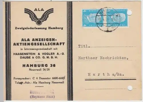 (10970) Postkarte DR 1931 v. ALA Anzeigen AG Hamburg