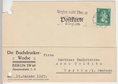 (10962) Postkarte DR 1927 v. Die Buchdrucker-Woche Berlin