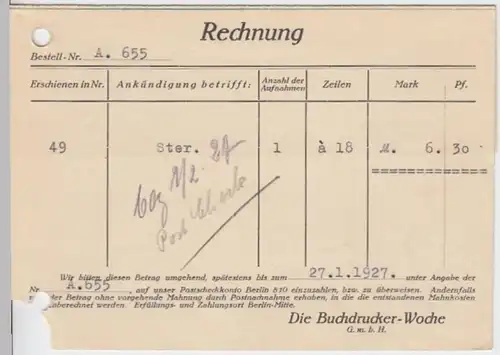 (10962) Postkarte DR 1927 v. Die Buchdrucker-Woche Berlin