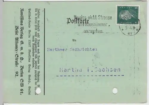 (10959) Postkarte DR 1929, Rechnung vom Rovissima Verlag Berlin