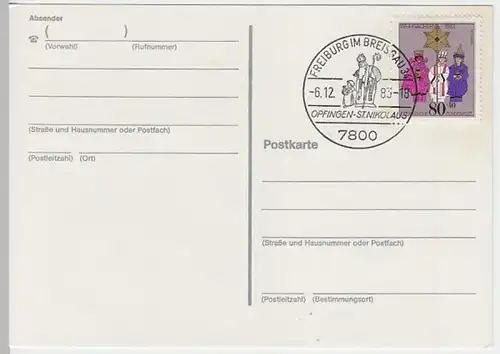 (10915) Postkarte 1983 mit SSt Opfingen St. Nikolaus, Freiburg i.Br.