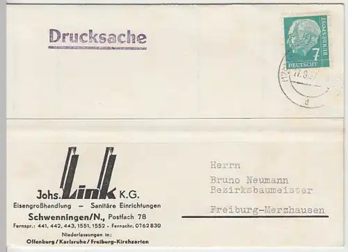 (10912) Postkarte DBP 1957 v. Johs. Link K.G. Schwenningen