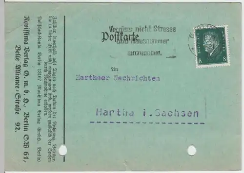 (10902) Postkarte DR 1929, Rechnung vom Rovissima Verlag Berlin