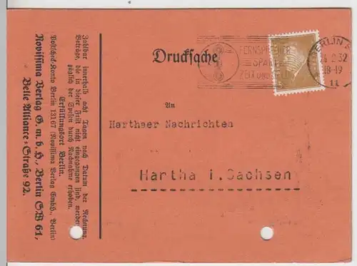 (10901) Postkarte DR 1932, Rechnung vom Rovissima Verlag Berlin