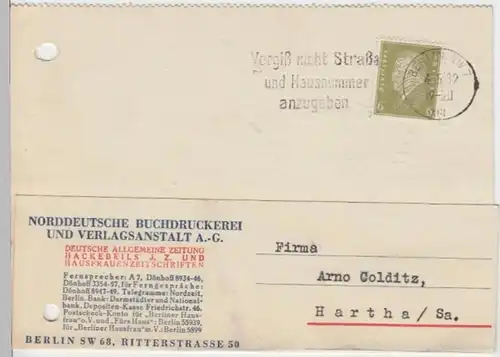 (10900) Postkarte DR 1932 v. Norddeutsche Buchdruckerei Berlin