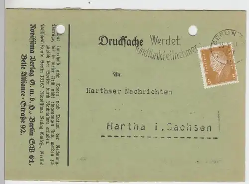 (10897) Postkarte DR 1931, Rechnung vom Rovissima Verlag Berlin