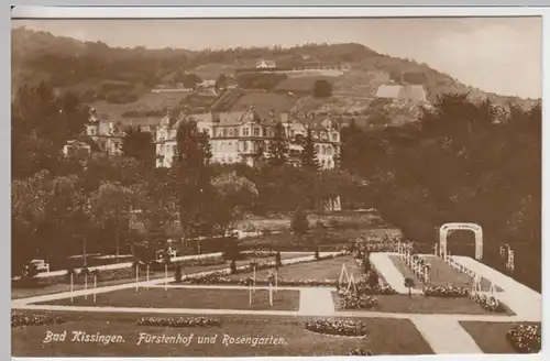 (10859) AK Bad Kissingen, Fürstenhof und Rosengarten 1927