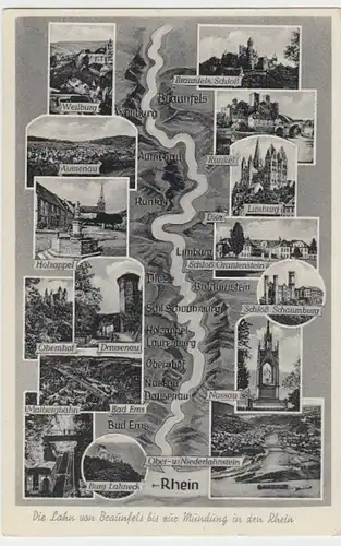 (10848) AK Lahn, Übersicht von Braunfels bis Rheinmündung