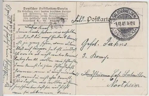 (10757) AK H.R.Schulze, Deutscher Luftflottenverein 1915