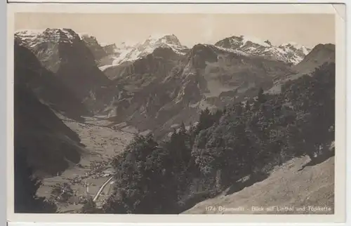 (10754) AK Braunwald, Blick a. Linthal u. Tödikette 1920/30er