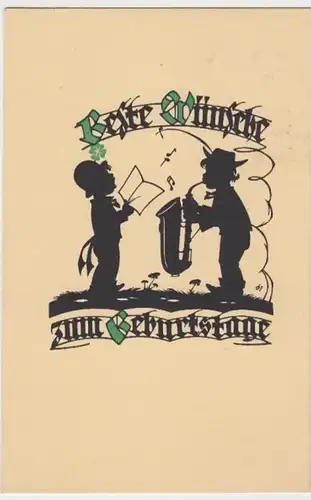 (10596) AK Scherenschnitt Geburtstag, Musikanten 1942