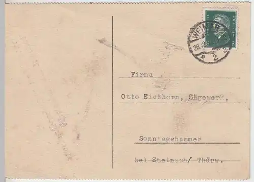 (10570) AK Postkarte DR 1391, Verband der Thüringischen Sägewerkindustrie