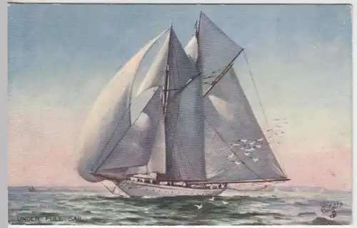 (10544) AK Segelboot >Under full sail< vor 1945