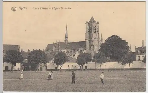 (10462) AK Ypres, Plaine d'Amour et l'Eglise St. Martin 1910er