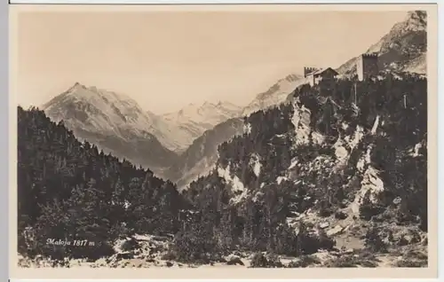 (10457) AK Maloja mit Torre Belvedere vor 1945