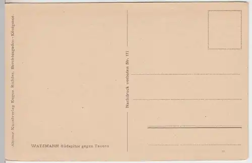 (10443) AK Watzmann, Südspitze gegen Tauern 1920er