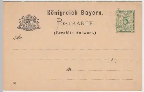 (10296) Ganzsache Bayern um 1900