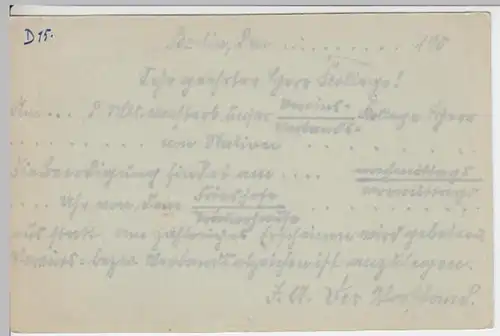 (11512) Ganzsache DR um 1900 ungelaufen, Vordruck auf Rückseite