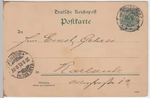 (11511) Ganzsache DR Durlach 1893