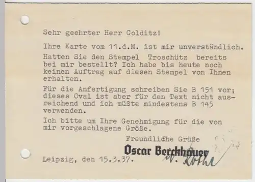 (11429) Postkarte DR 1937 v. Oscar Berckhauer, Leipzig