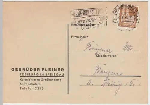 (11424) Postkarte DP 1951 v. Gebrüder Pleiner, Freiburg i.B.