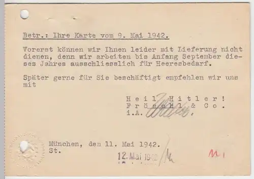 (11420) Postkarte DR v. Fröschl & Co., München 1942
