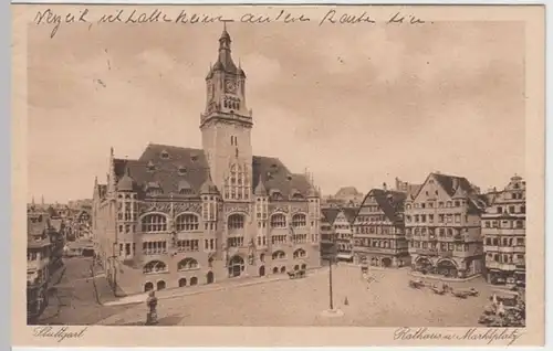 (10153) AK Stuttgart, Rathaus und Marktplatz 1925