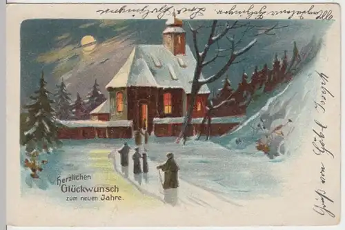(10146) AK Glückwunsch zum Neujahr, Kirche 1910er