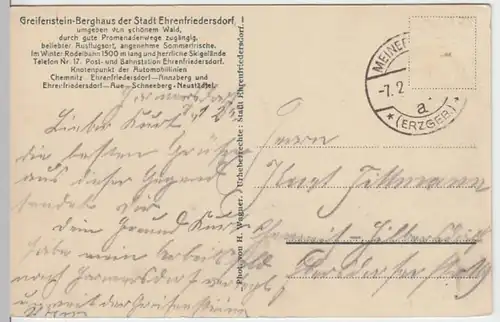 (10127) AK Greifensteine d. Stadt Ehrenfriedersdorf 1925