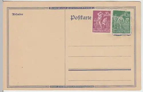 (10095) Postkarte DR unbenutzt m. Briefmarken 20 + 40 Mark