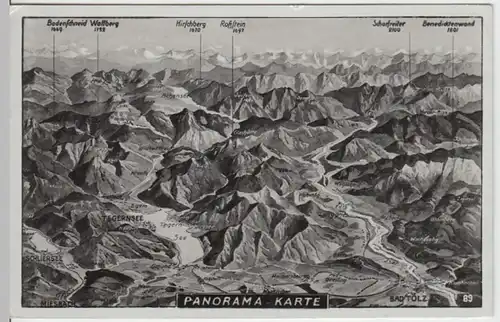 (9905) AK Tegernsee, Karte mit Umgebung 1939