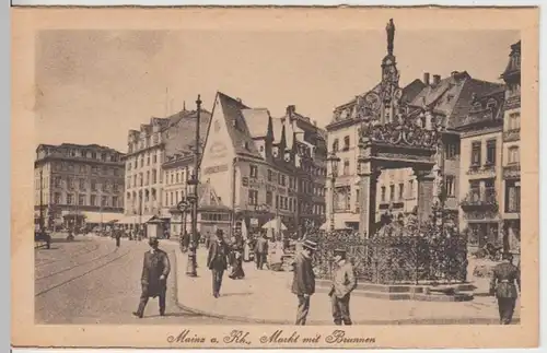 (9889) AK Mainz, Markt, Brunnen, vor 1945