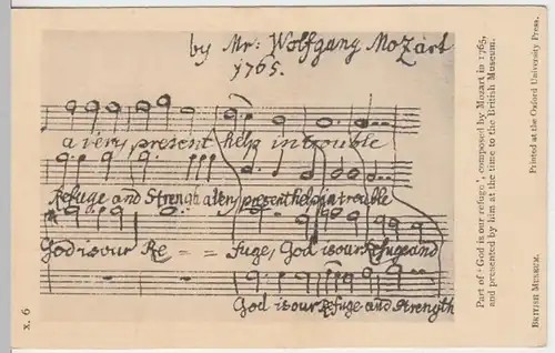 (9873) AK Noten v. Mozart, Gott ist unsere Zuflucht, vor 1945