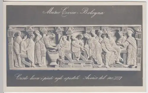(9859) Foto AK Bologna, Museum Civico, Christus u. Jünger, vor 1945