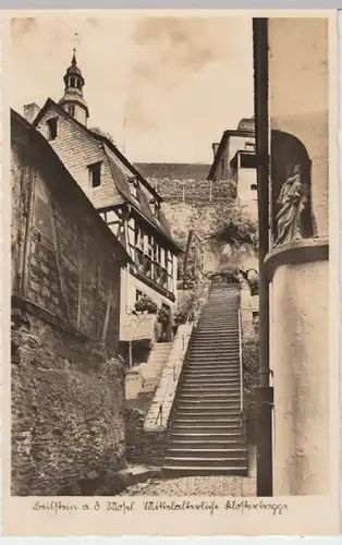 (9842) Foto AK Beilstein, Mosel, Klostertreppe, um 1940