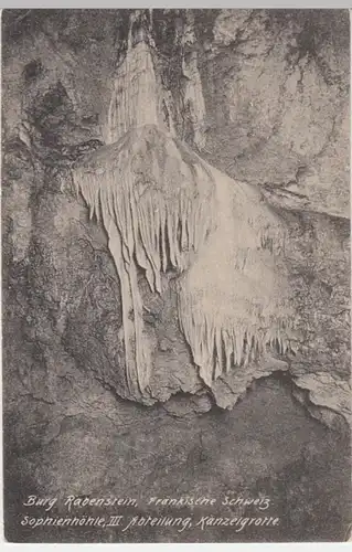 (9810) AK Ahorntal, Burg Rabenstein, Sophienhöhle, Kanzelgrotte, vor 1945