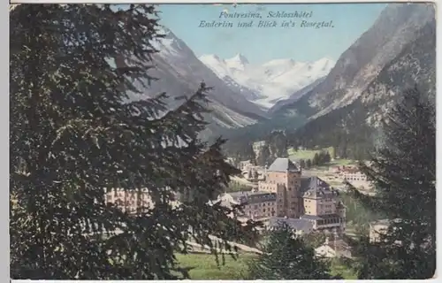 (9768) AK Pontresina, Schlosshotel Enderlin, Rosegtal, vor 1945