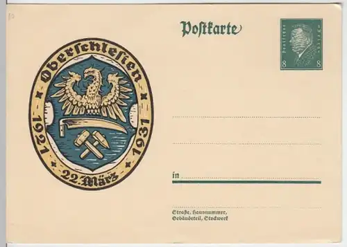 (9764) Ganzsache DR Motiv Oberschlesien 1921-1931
