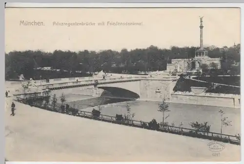 (9639) AK München, Prinzregentenbrücke, Friedensdenkmal 1910