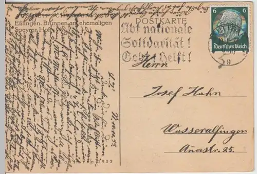 (9607) AK Esslingen am Neckar, Brunnen Speyrer Hof 1933