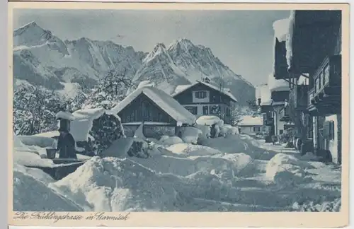 (9604) AK Garmisch, Frühlingsstr., Zugspitze 1928