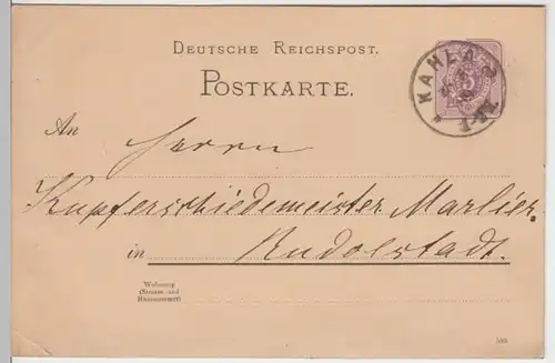 (9590) Ganzsache DR Kahla 1889